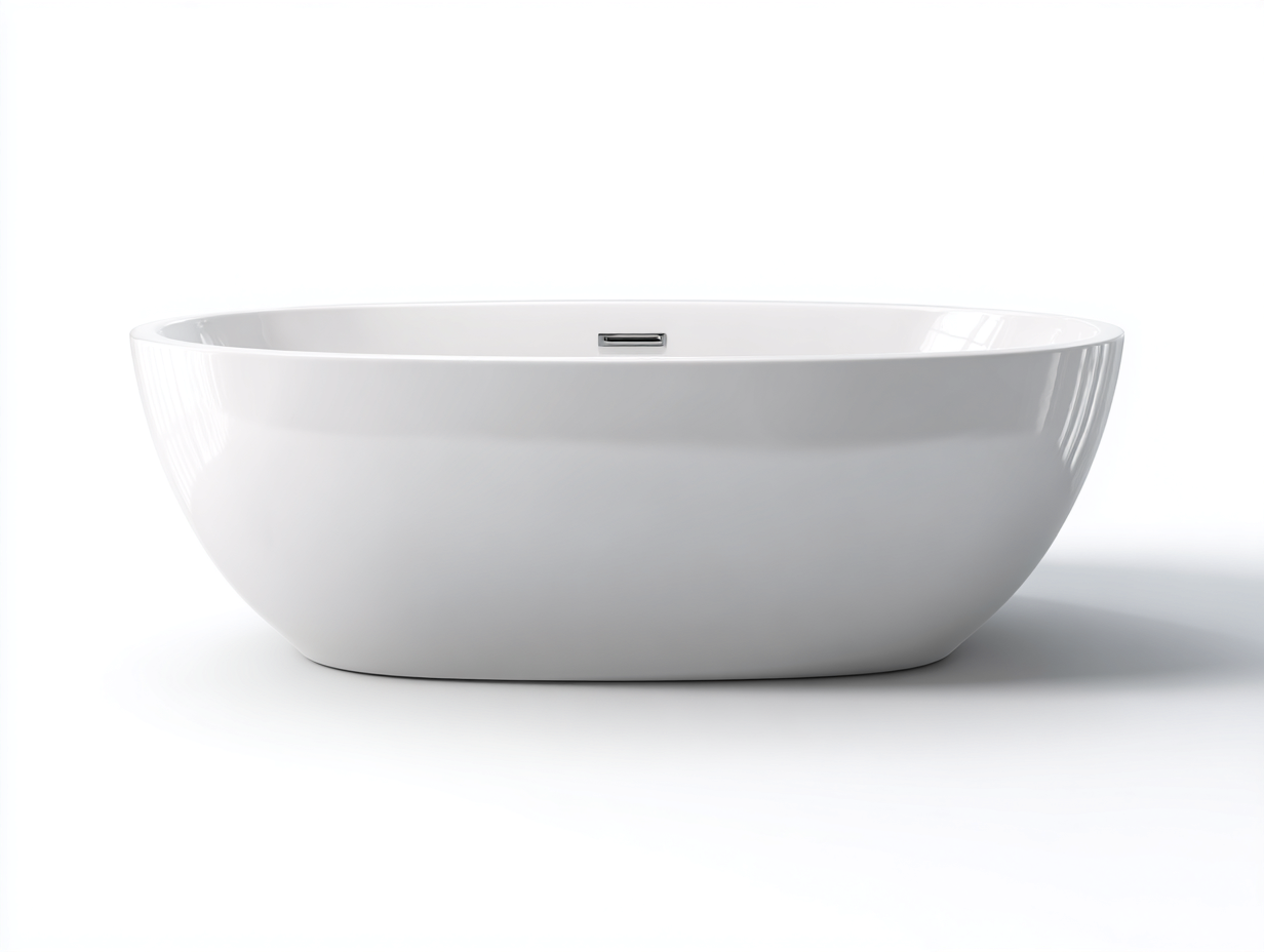 Freistehende Badewanne 170×78×58 cm weiß Acryl ovales Design für modernes Badezimmer-Faraocorner