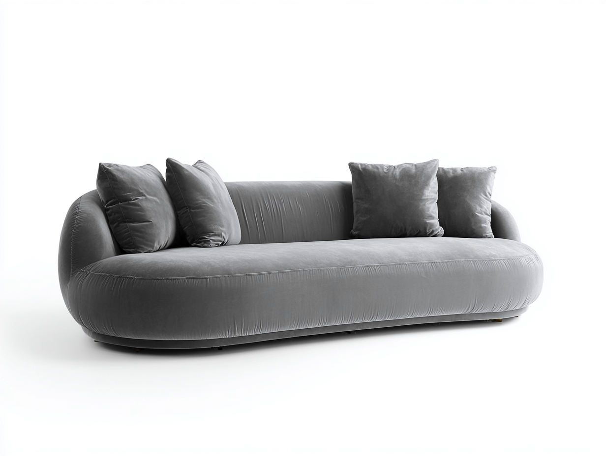 Stoffsofa 235×100×82 cm – Dunkelgrau/Schwarz – geschwungene Rückenlinie mit schlanken Füßen für das Wohnzimmer-Faraocorner