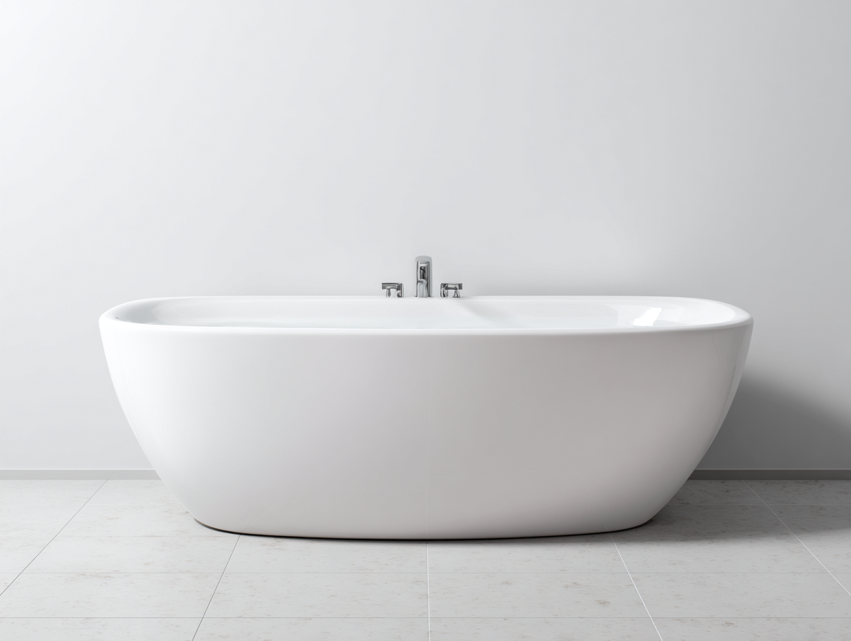 Freistehende Badewanne 165×80×60 cm weiß Acryl ovaler Körper mit glatter Oberfläche für Badezimmer-Faraocorner