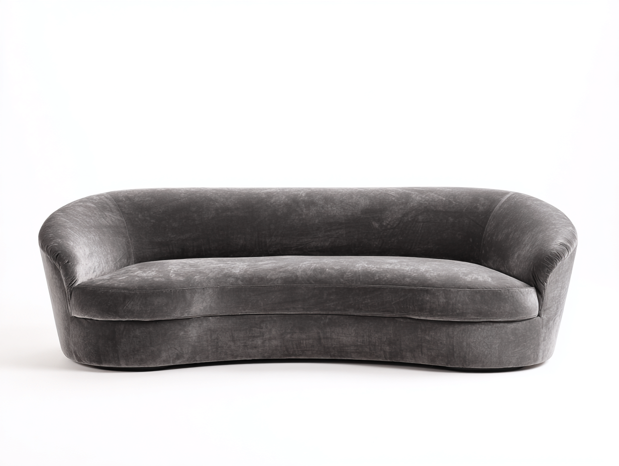 Stoffsofa 250×105×78 cm – Hellgrau – geschwungene Form mit durchgehender Sitzfläche für das Wohnzimmer-Faraocorner