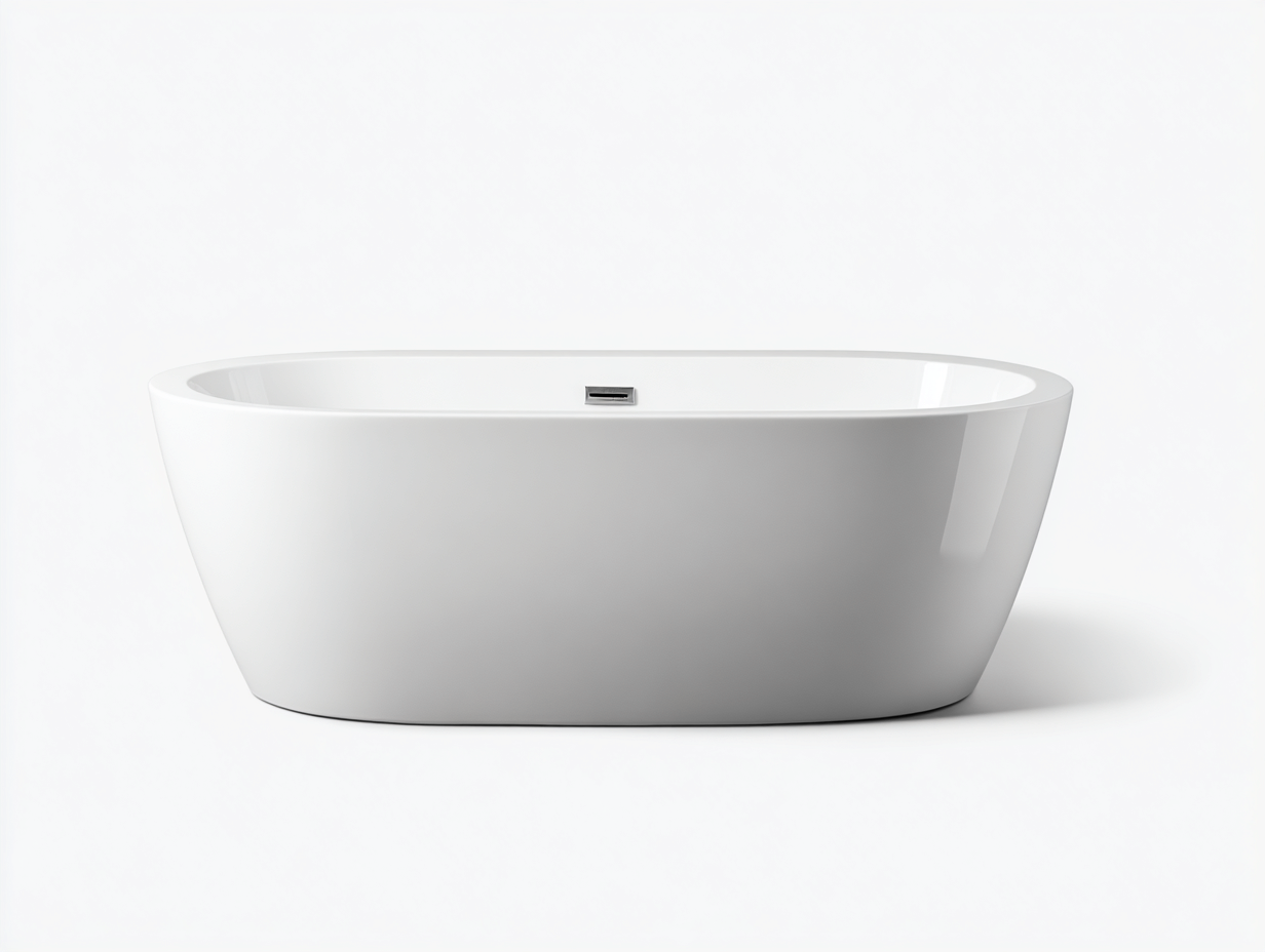 Freistehende Badewanne 168×80×58 cm weiß Acryl geschwungene Silhouette für Badezimmer-Faraocorner
