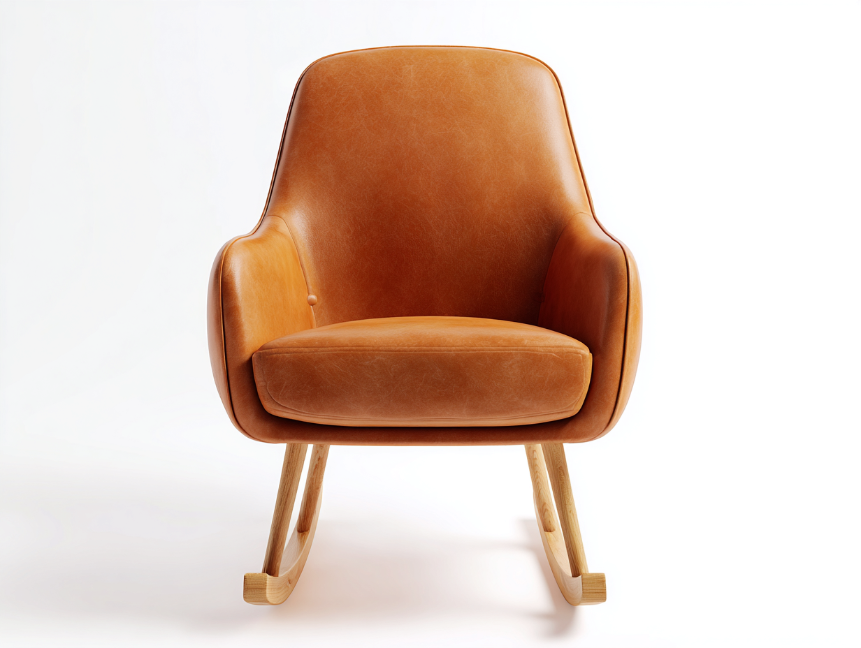 Schaukelstuhl aus Rindsleder 72×84×91 cm – Karamellbraun Esche Natur – kompakte Lesefunktion fürs Arbeitszimmer-Faraocorner