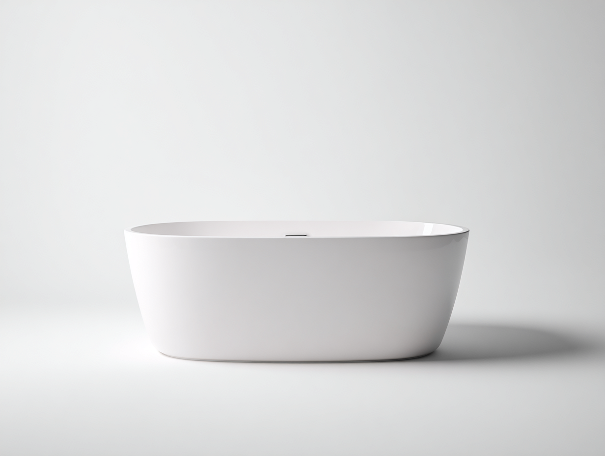 Freistehende Badewanne 175×82×61 cm weiß Acryl modernes Ovaldesign mit komfortabler Innenform für Badezimmer-Faraocorner