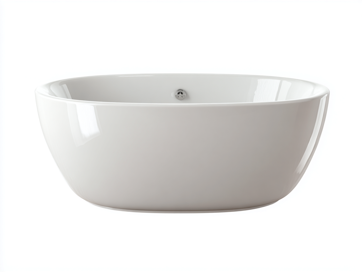 Freistehende Badewanne 165×72×60 cm weiß Acryl ovales Design mit glatter Oberfläche für Badezimmer-Faraocorner