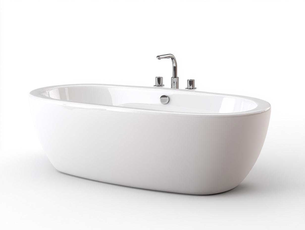 Freistehende Badewanne aus Sanitäracryl 170×80×58 cm – Weiß – ovale Form für das Badezimmer-Faraocorner