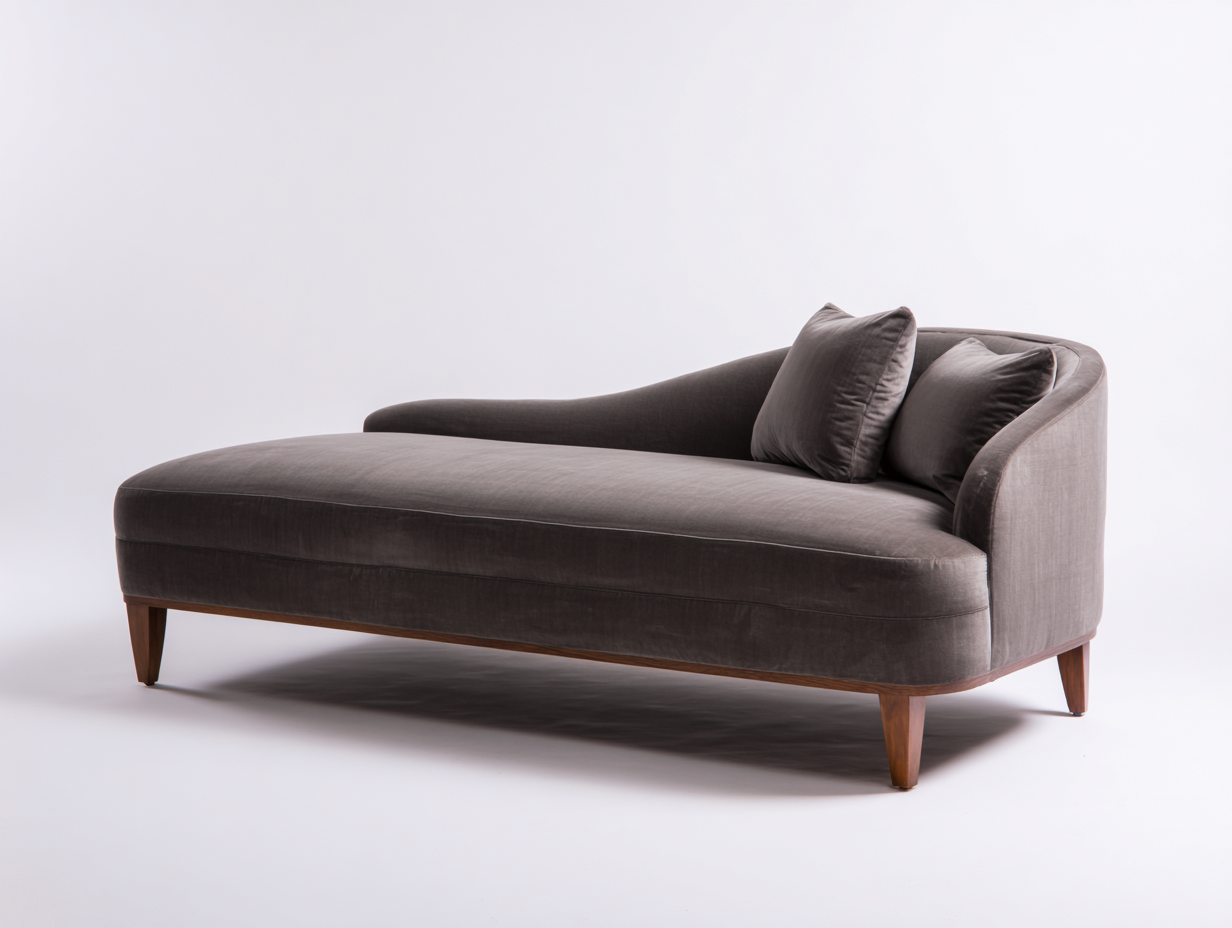 Stoffsofa-Stoff-Holz-194×90×82 cm-Taupegrau-geschwungene Recamiere fürs Wohnzimmer-Faraocorner