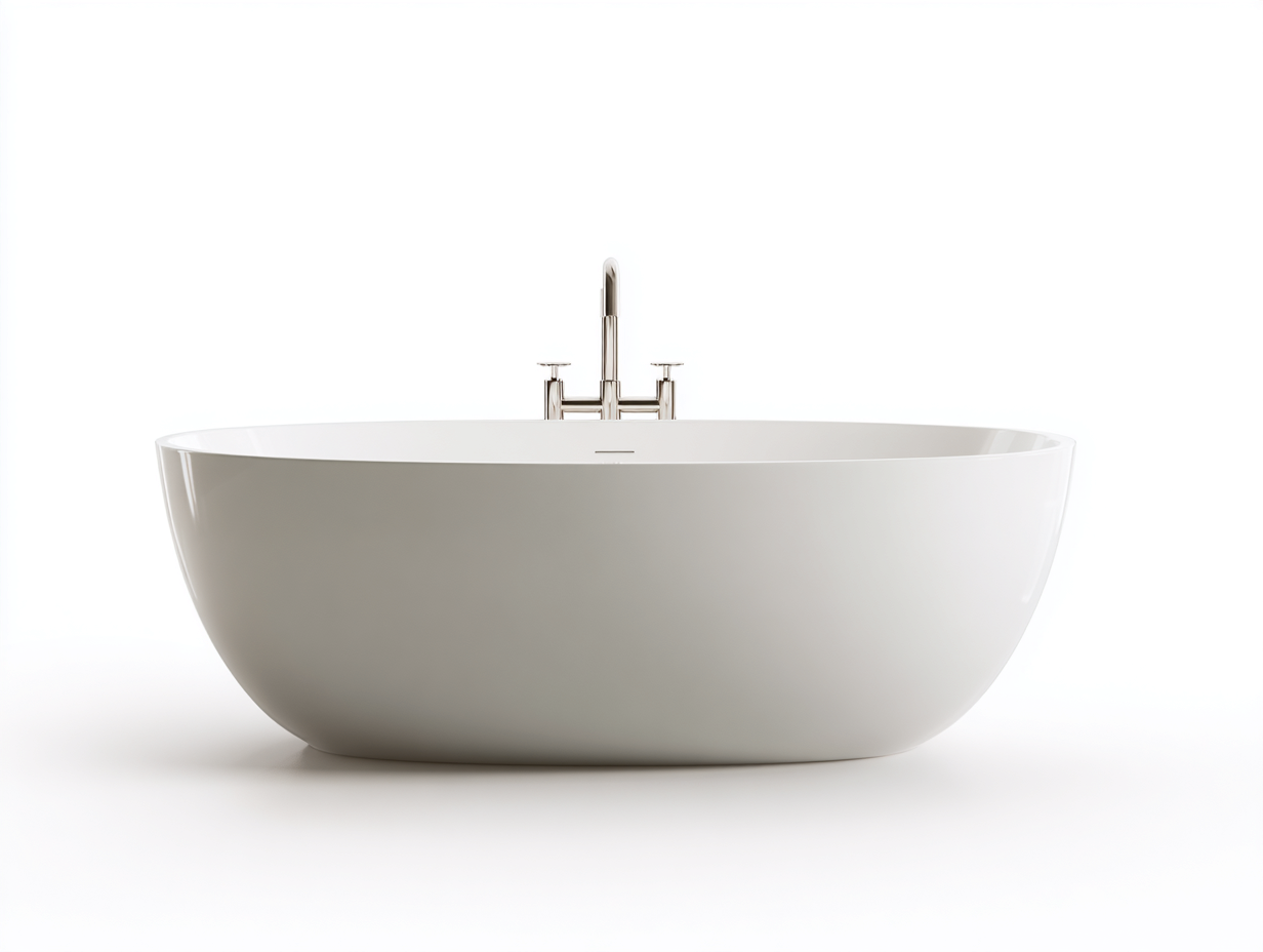 Freistehende Badewanne 170×80×60 cm weiß Acryl ovales Design für modernes Badezimmer-Faraocorner