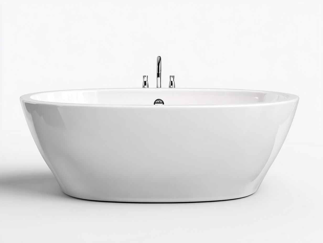 Freistehende Badewanne 165×78×59 cm weiß Acryl mit geschwungener Ovalform für Badezimmer-Faraocorner