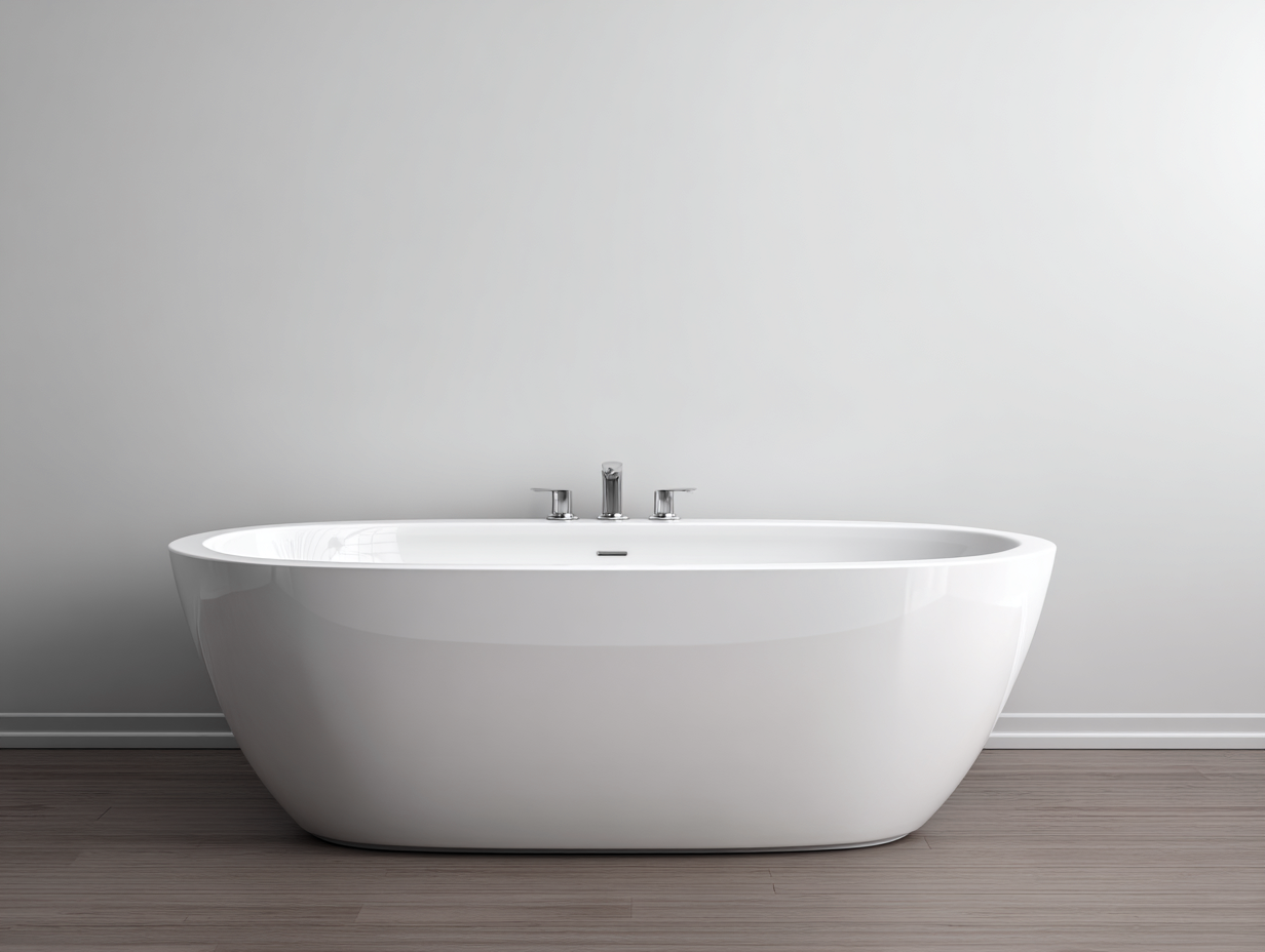 Freistehende Badewanne 180×85×62 cm weiß Acryl weiche Linien für geräumiges Badezimmer-Faraocorner