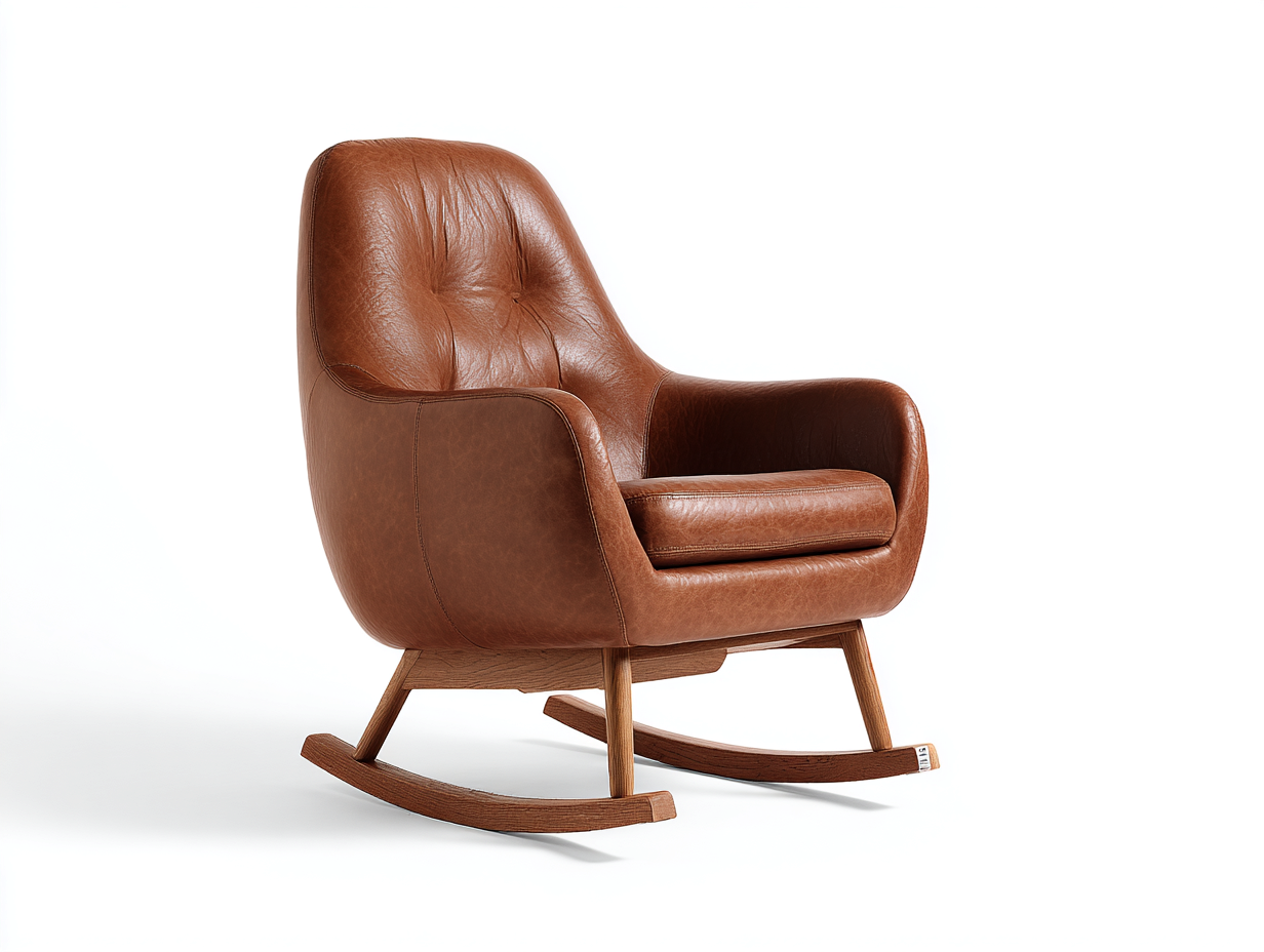 Schaukelstuhl in Lederoptik 88×74×105 cm – Braun/Dunkelbraun – gerundete Polsterform für das Arbeitszimmer-Faraocorner