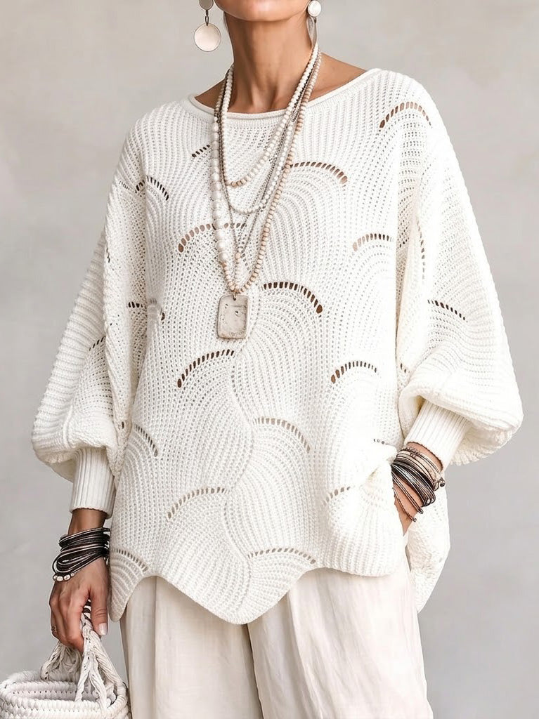 🔥 2026 Autumn 50% Off Sale 🔥Women's Wavy-Pattern Lantern-Sleeve Knit Top