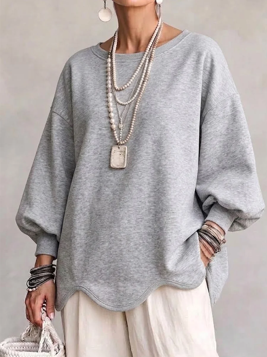 🔥LAST DAY 50% OFF🔥Women's Oversized Sweatshirt With A Wavy Hem