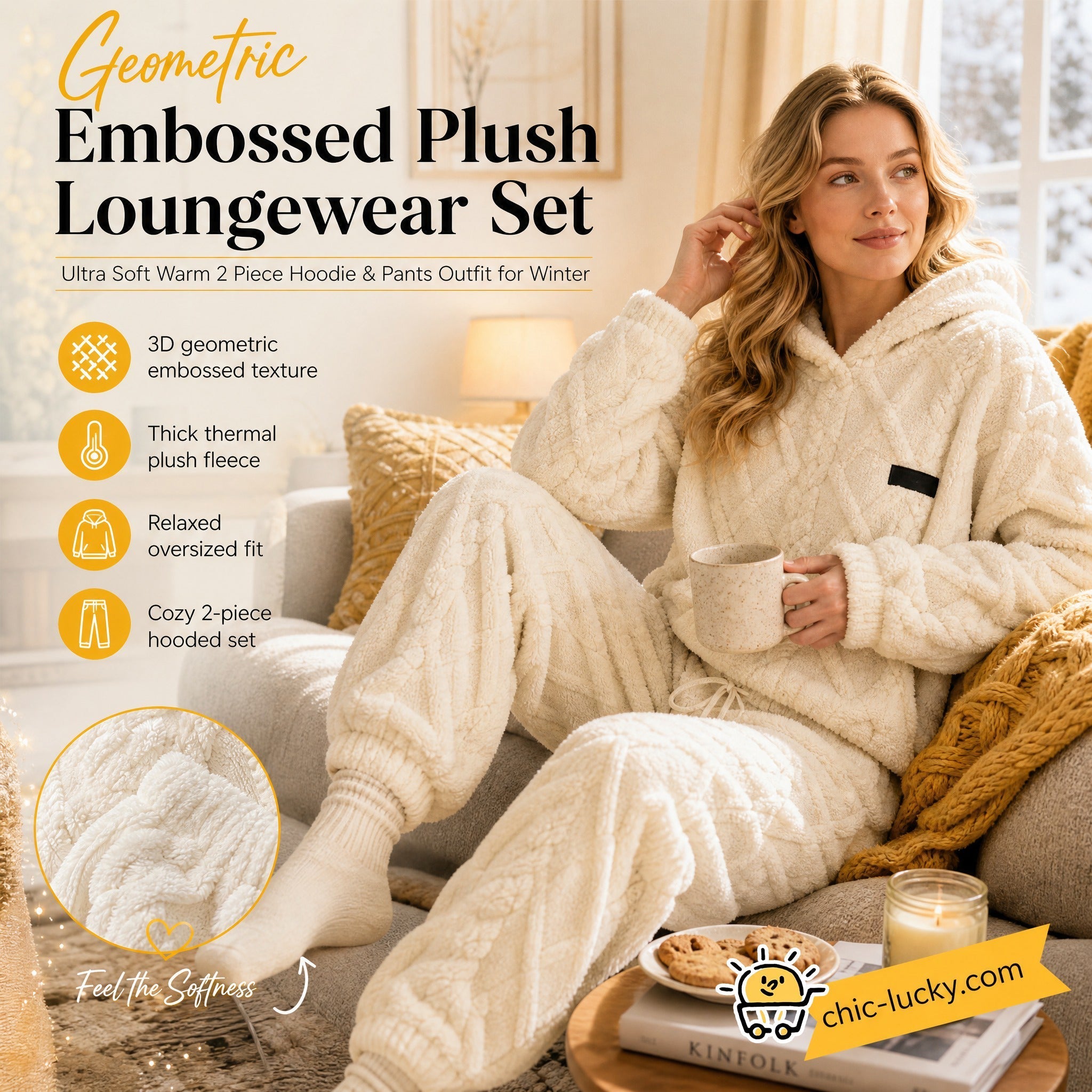 💖Black Friday Mega Deal💖Embossed Geometric Plush Set – Timeless Comfort & Effortless Style For Every Occasion