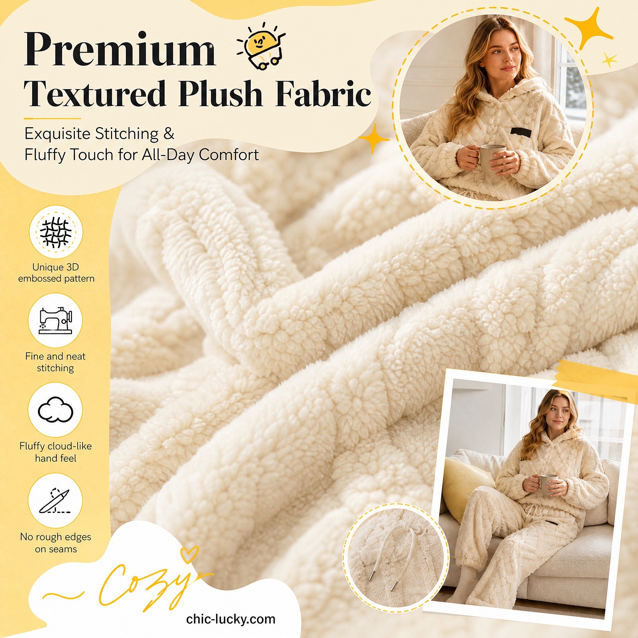 💖Black Friday Mega Deal💖Embossed Geometric Plush Set – Timeless Comfort & Effortless Style For Every Occasion