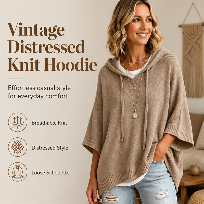 2026 NEW - Oversized Knit Hoodie with Drawstring