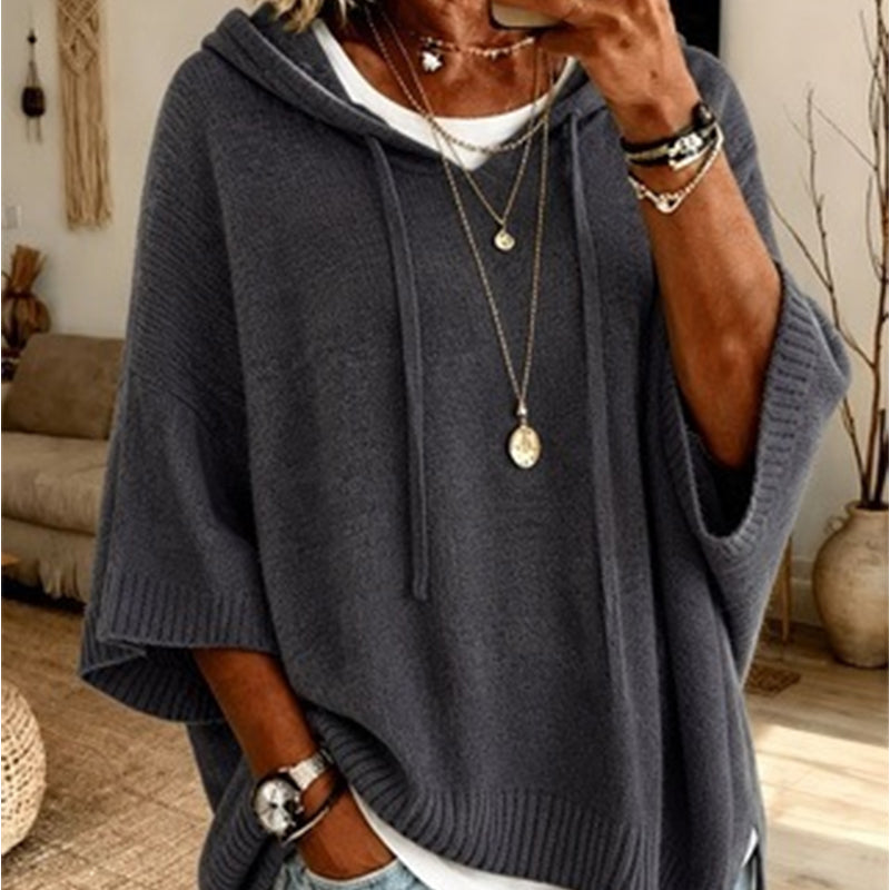 2026 NEW - Oversized Knit Hoodie with Drawstring