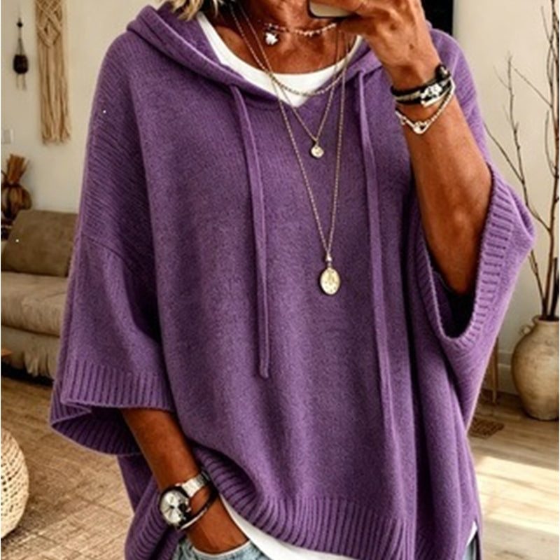 2026 NEW - Oversized Knit Hoodie with Drawstring