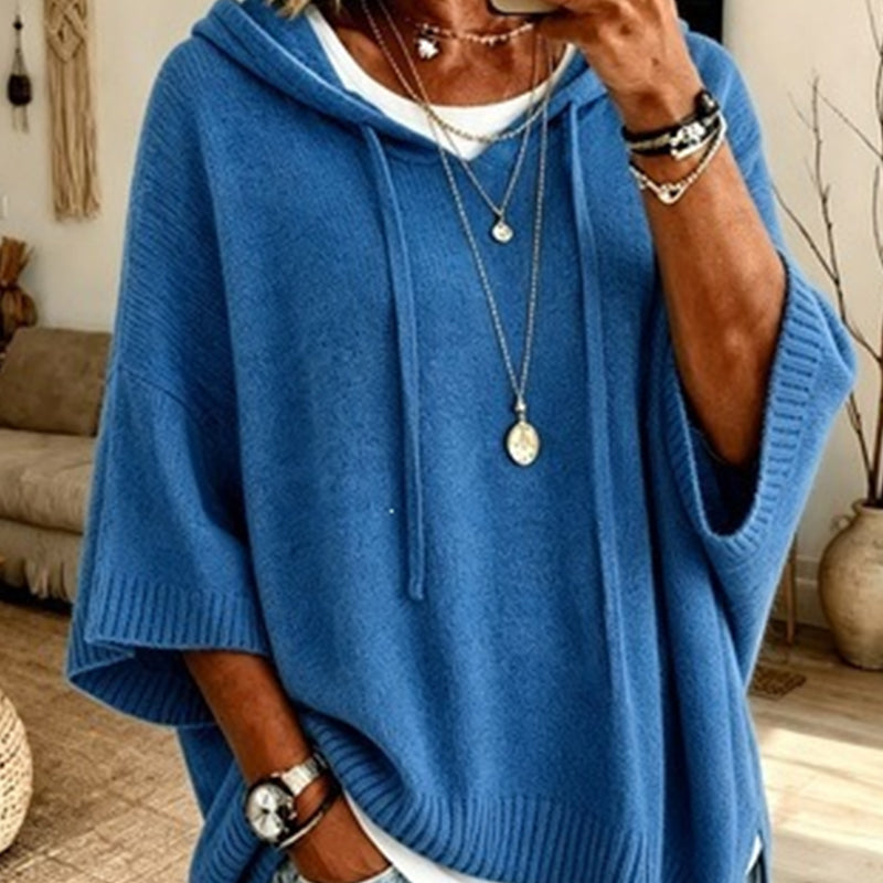 2026 NEW - Oversized Knit Hoodie with Drawstring