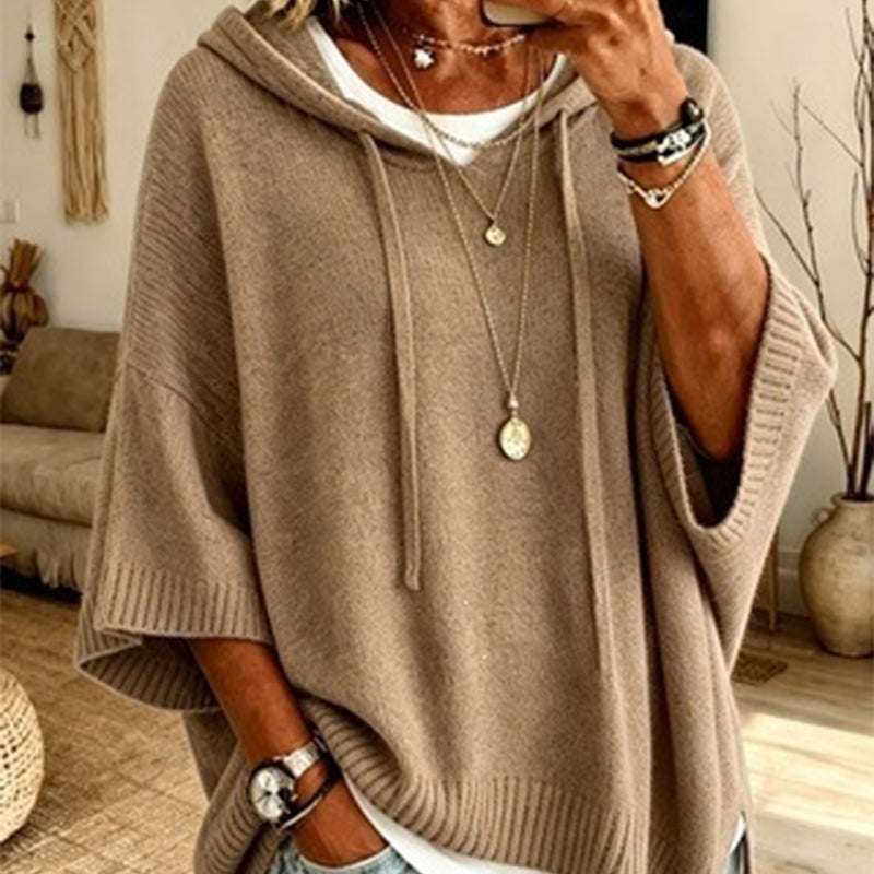 2026 NEW - Oversized Knit Hoodie with Drawstring
