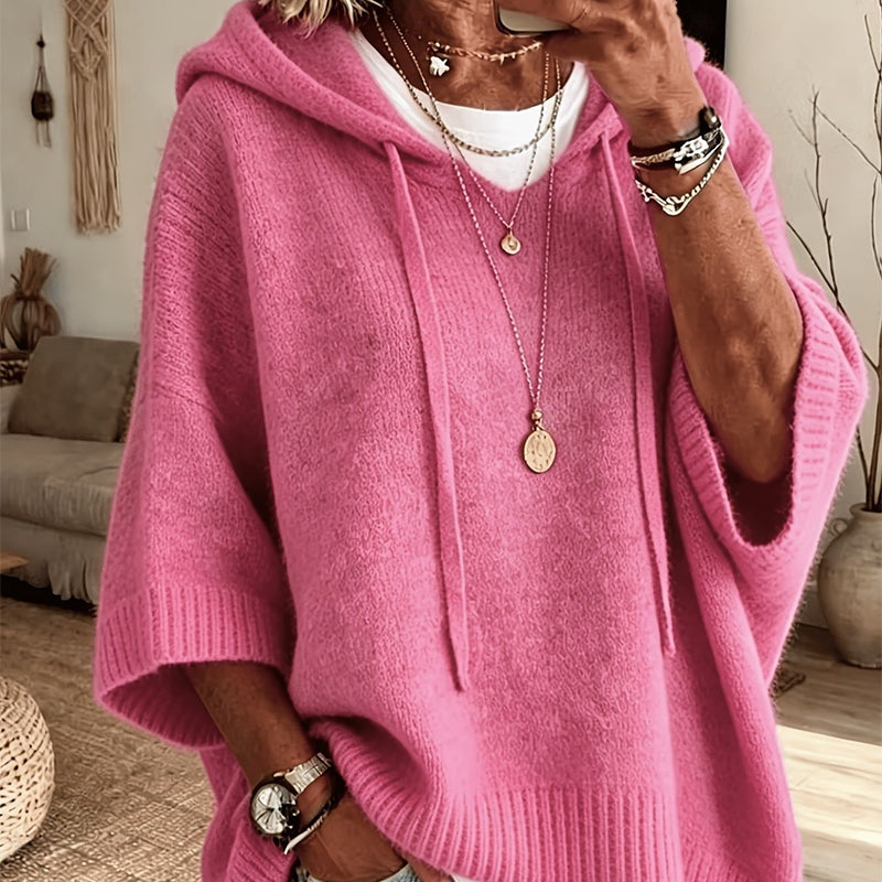 2026 NEW - Oversized Knit Hoodie with Drawstring
