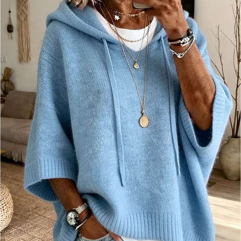 2026 NEW - Oversized Knit Hoodie with Drawstring