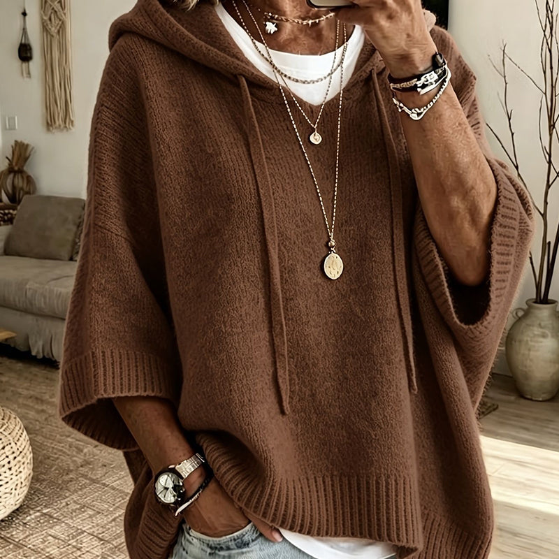 2026 NEW - Oversized Knit Hoodie with Drawstring