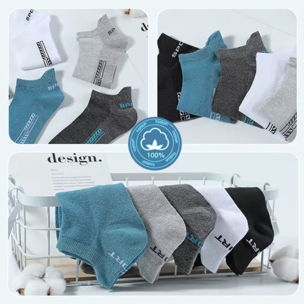5pcs Cotton Mesh Ankle Socks for Sports