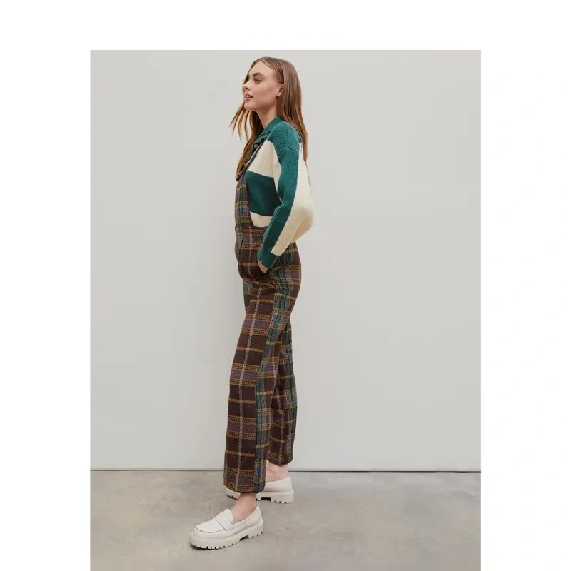Women's Tweed Plaid Wide Leg Jumpsuit in 3 Colors