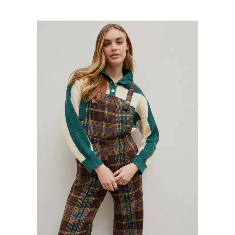 Women's Tweed Plaid Wide Leg Jumpsuit in 3 Colors