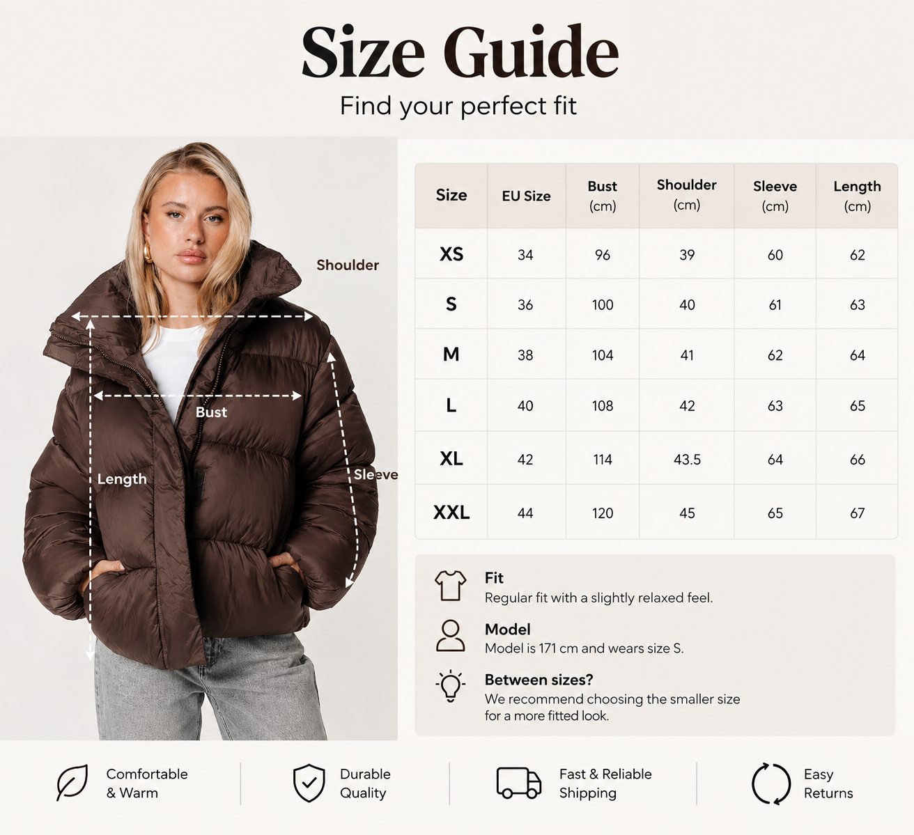 Puffer Jacket Size Guide