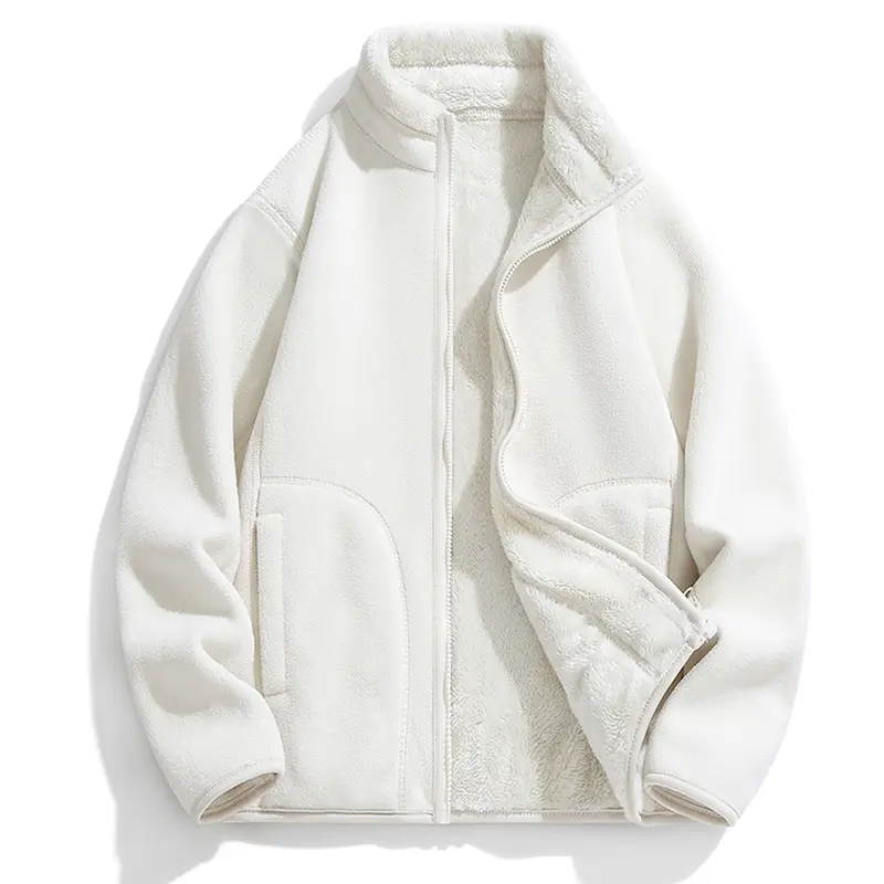 Women's Chic Fleece Jacket - Sherpa Lined, Zip Up, Soft Stand Collar, Comfortable Warm Winter Outerwear, Trendy Fall Casual Layering Piece, Sizes XXS-XL, Jacket for Women