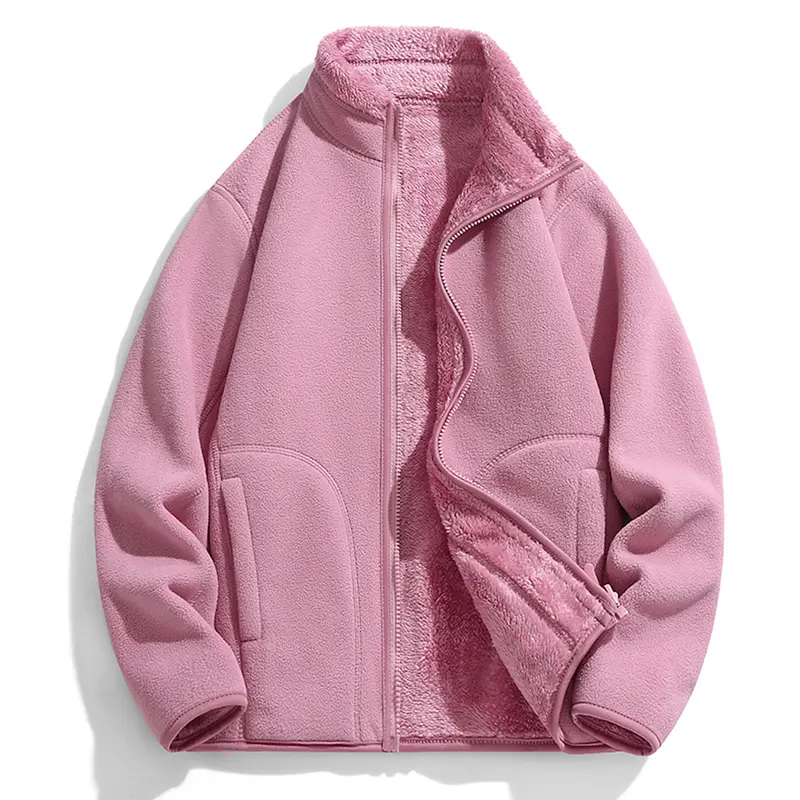 Women's Chic Fleece Jacket - Sherpa Lined, Zip Up, Soft Stand Collar, Comfortable Warm Winter Outerwear, Trendy Fall Casual Layering Piece, Sizes XXS-XL, Jacket for Women