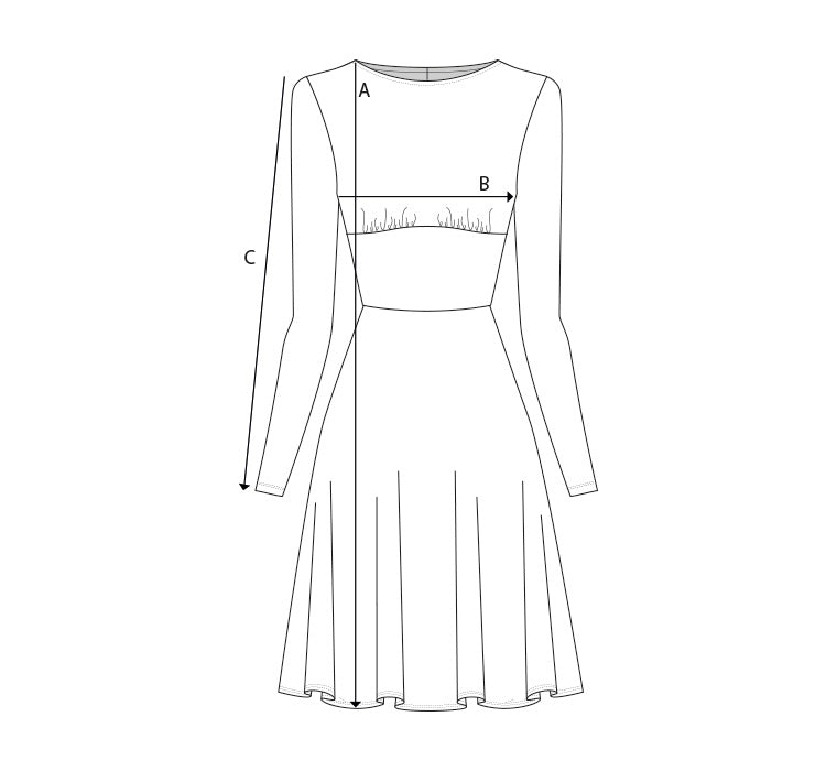 Size chart TATES Long Skort Dress