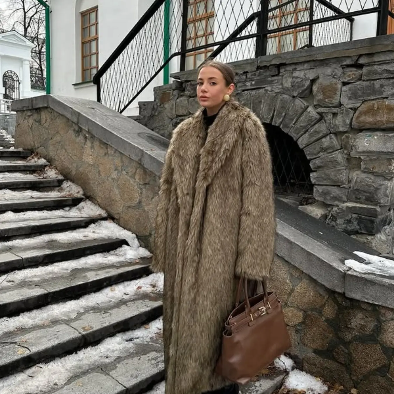 Women's Faux Fur Waterfall Coat, Solid Color
