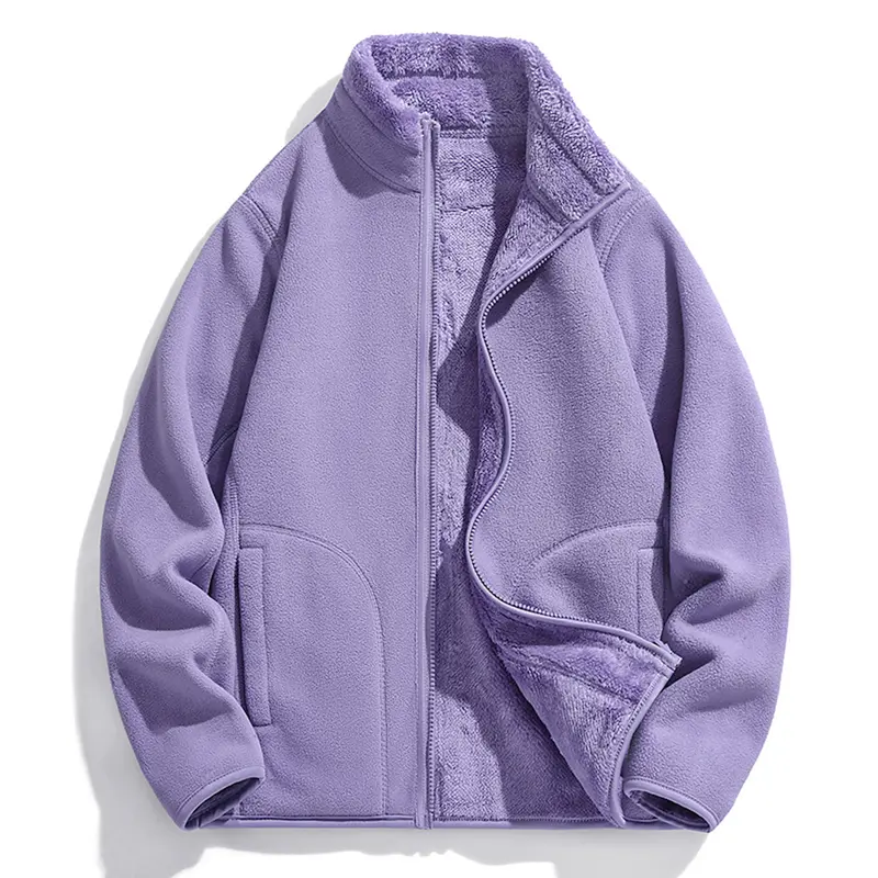 Women's Chic Fleece Jacket - Sherpa Lined, Zip Up, Soft Stand Collar, Comfortable Warm Winter Outerwear, Trendy Fall Casual Layering Piece, Sizes XXS-XL, Jacket for Women