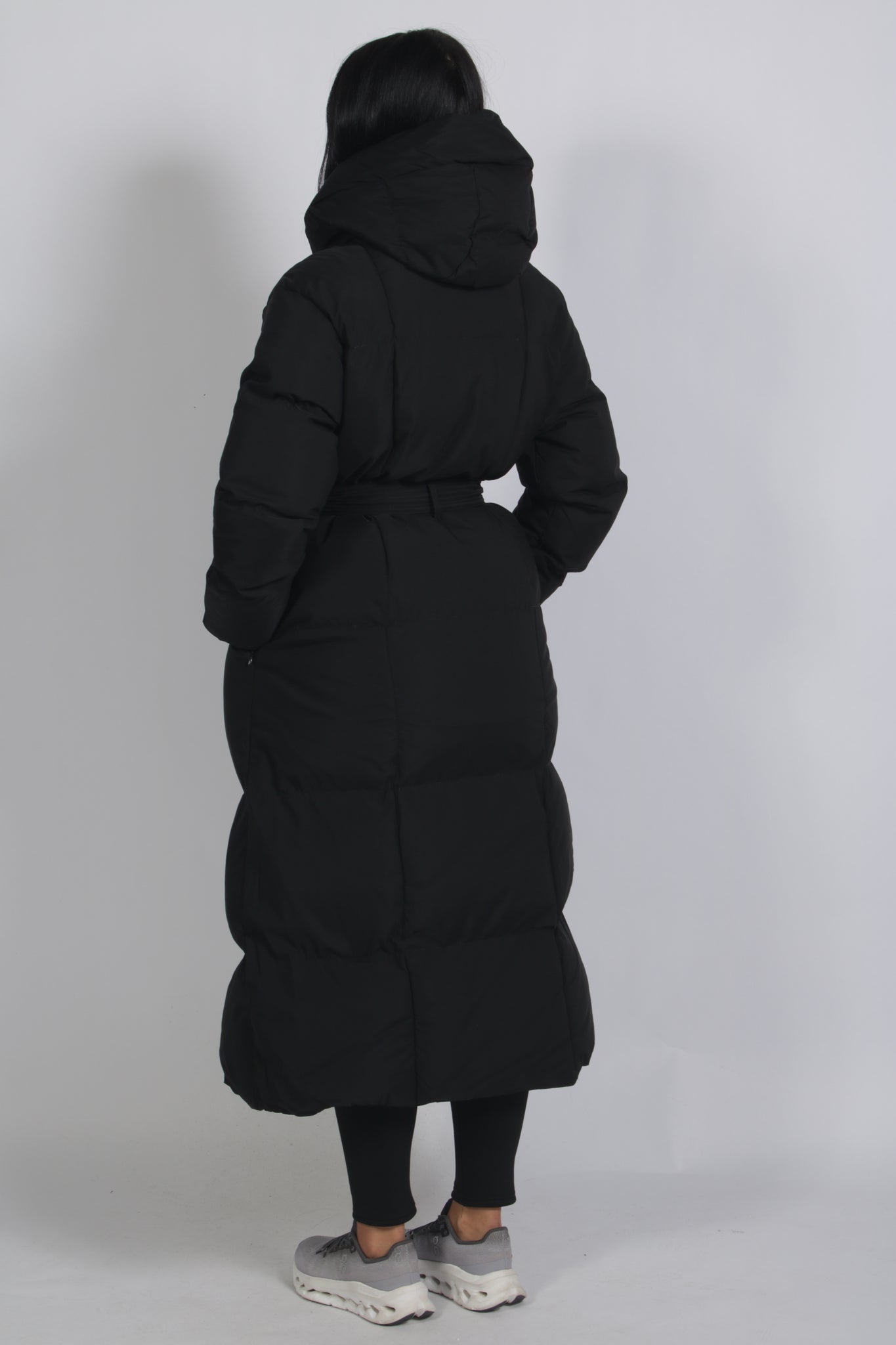 Long down coat with a fluffy, voluminous design