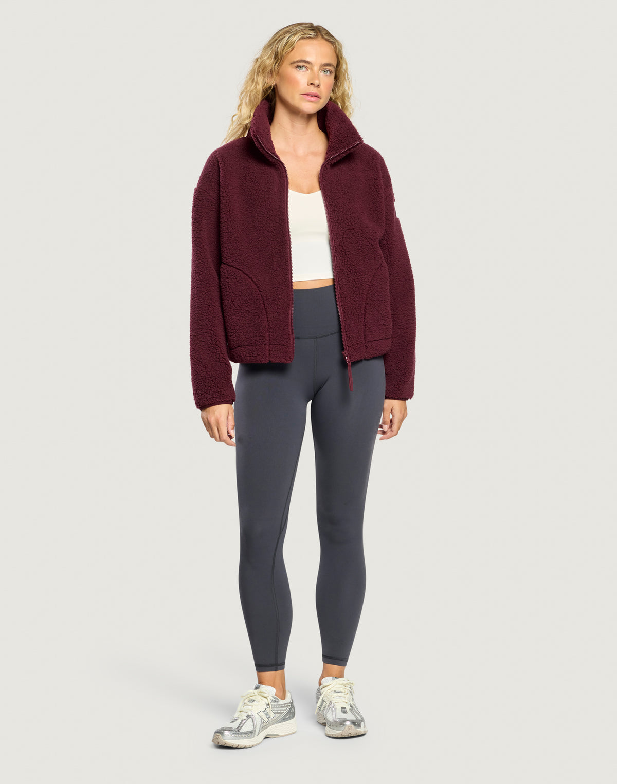 Industry Fleece High Collar Jacket in Mocha Bean