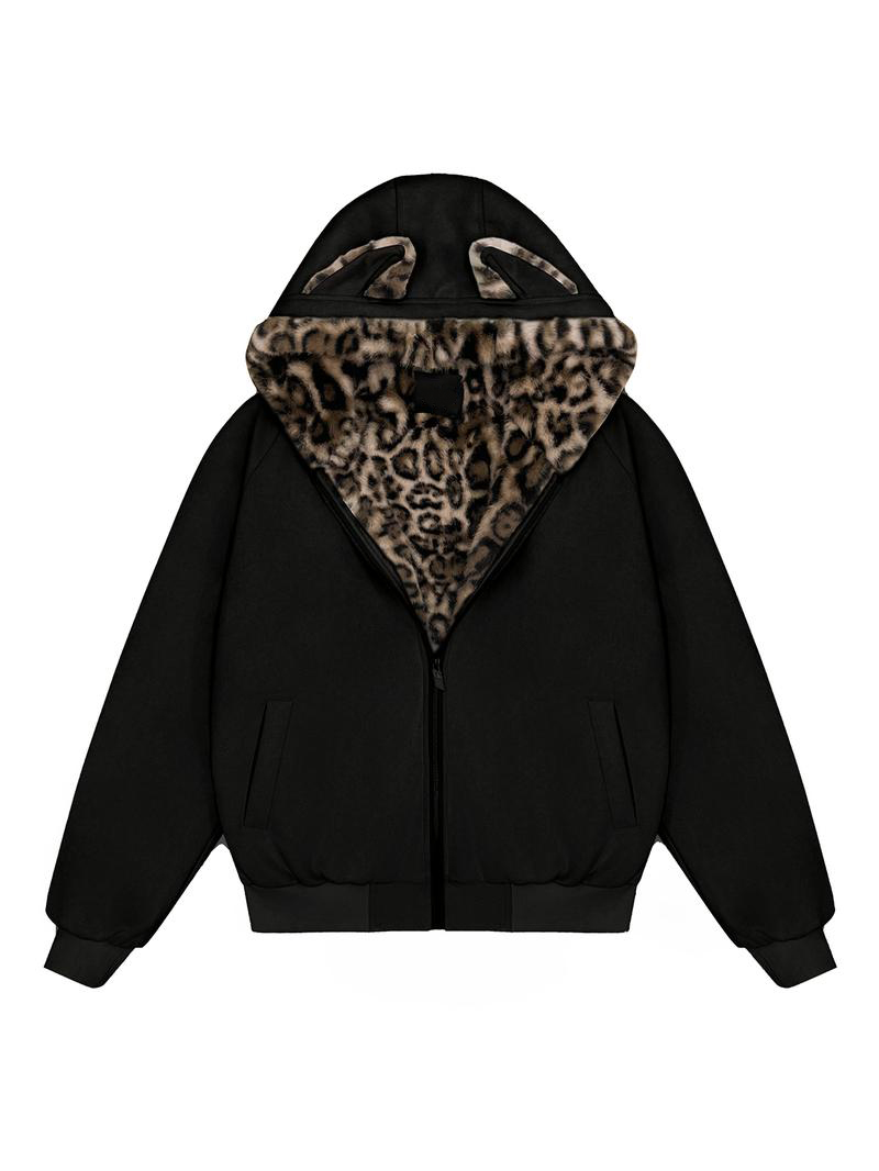 Faux Suede Cozy Jacket with Cat Ears