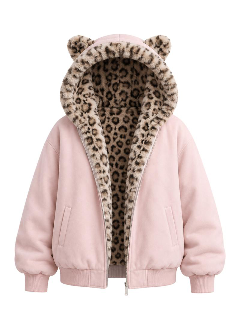 Faux Suede Cozy Jacket with Cat Ears