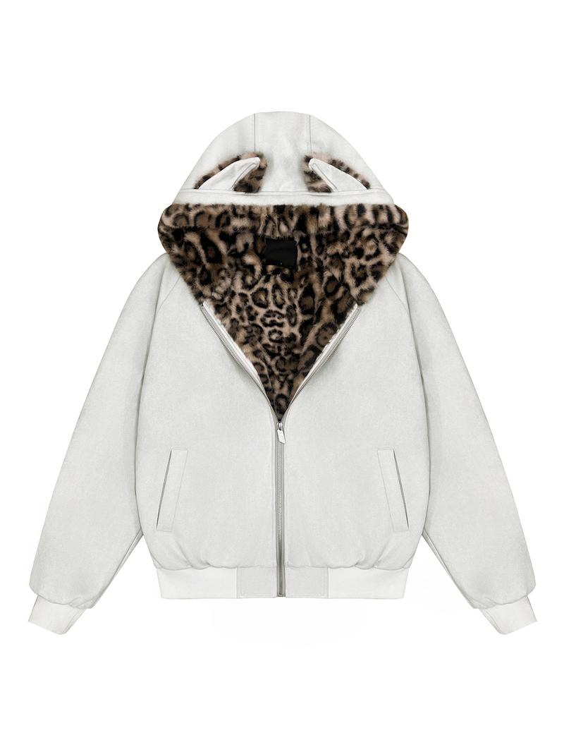 Faux Suede Cozy Jacket with Cat Ears