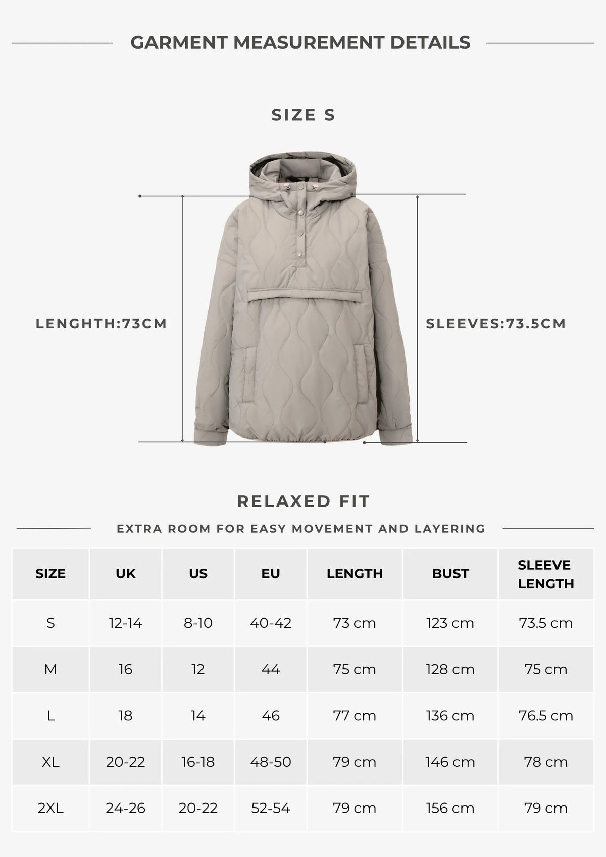 Puffit size chart