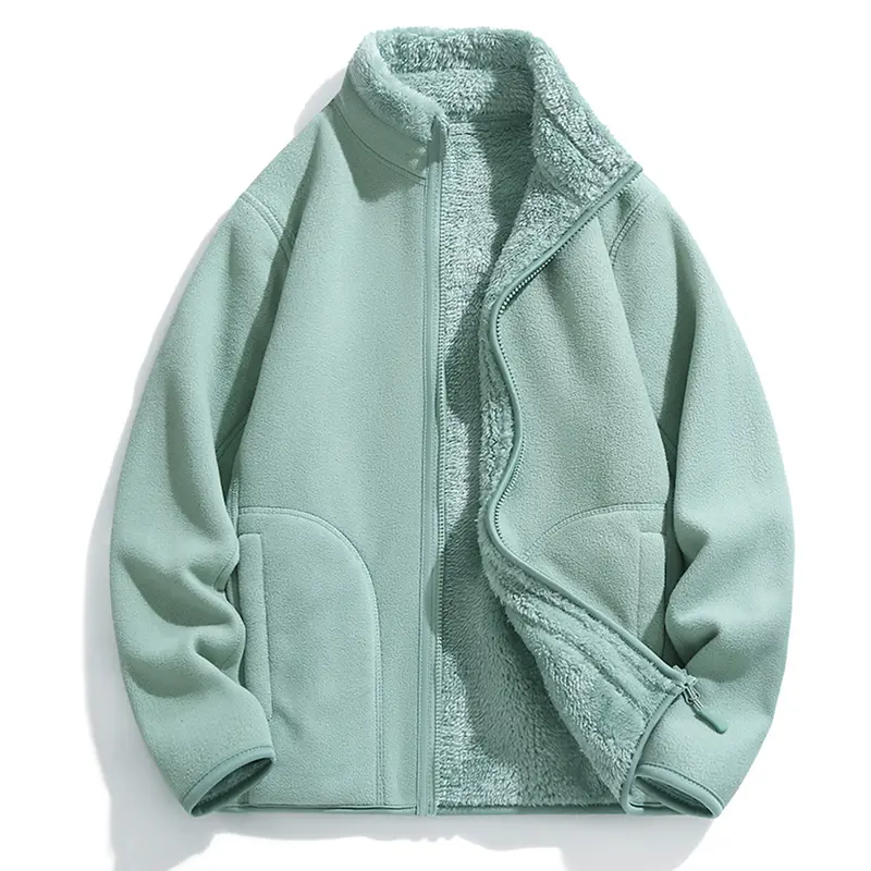 Women's Chic Fleece Jacket - Sherpa Lined, Zip Up, Soft Stand Collar, Comfortable Warm Winter Outerwear, Trendy Fall Casual Layering Piece, Sizes XXS-XL, Jacket for Women