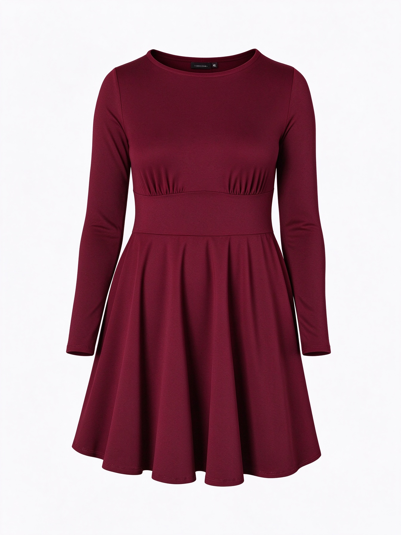 Classic Skirt Dress with Long Sleeves - Black