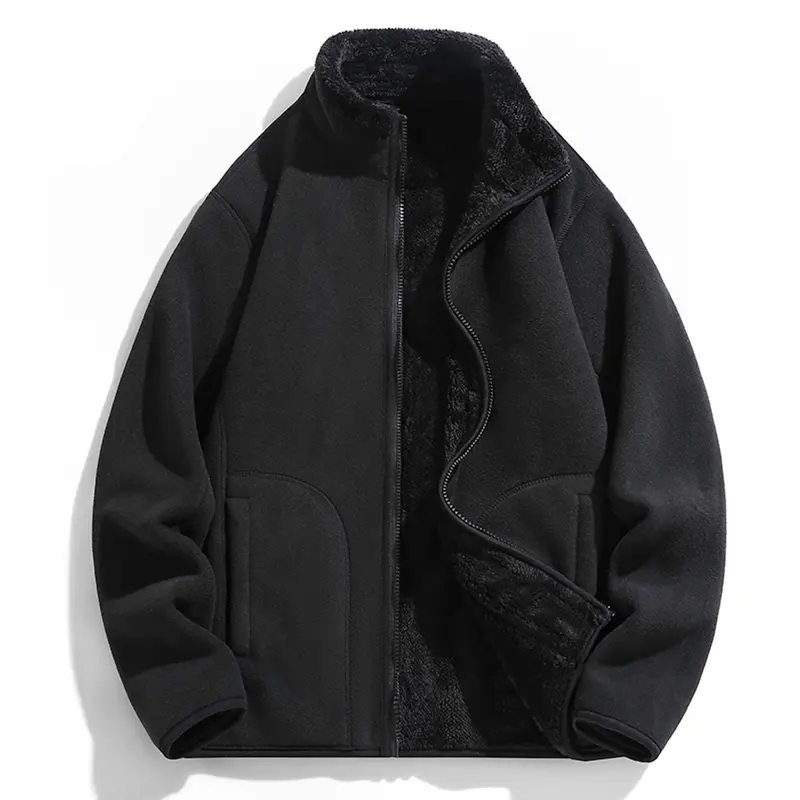 Women's Chic Fleece Jacket - Sherpa Lined, Zip Up, Soft Stand Collar, Comfortable Warm Winter Outerwear, Trendy Fall Casual Layering Piece, Sizes XXS-XL, Jacket for Women