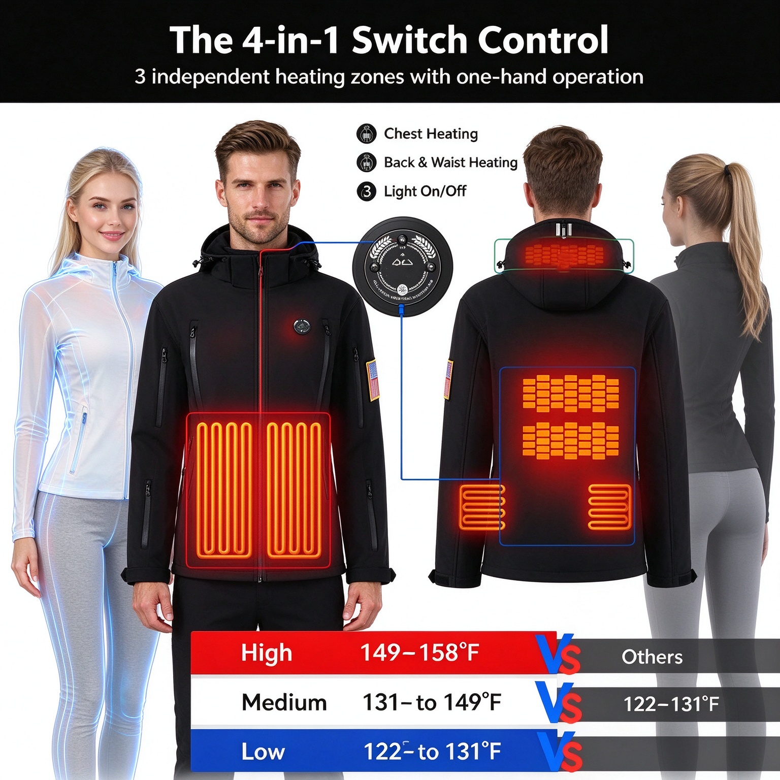 Heated Jacket Waterproof with Battery