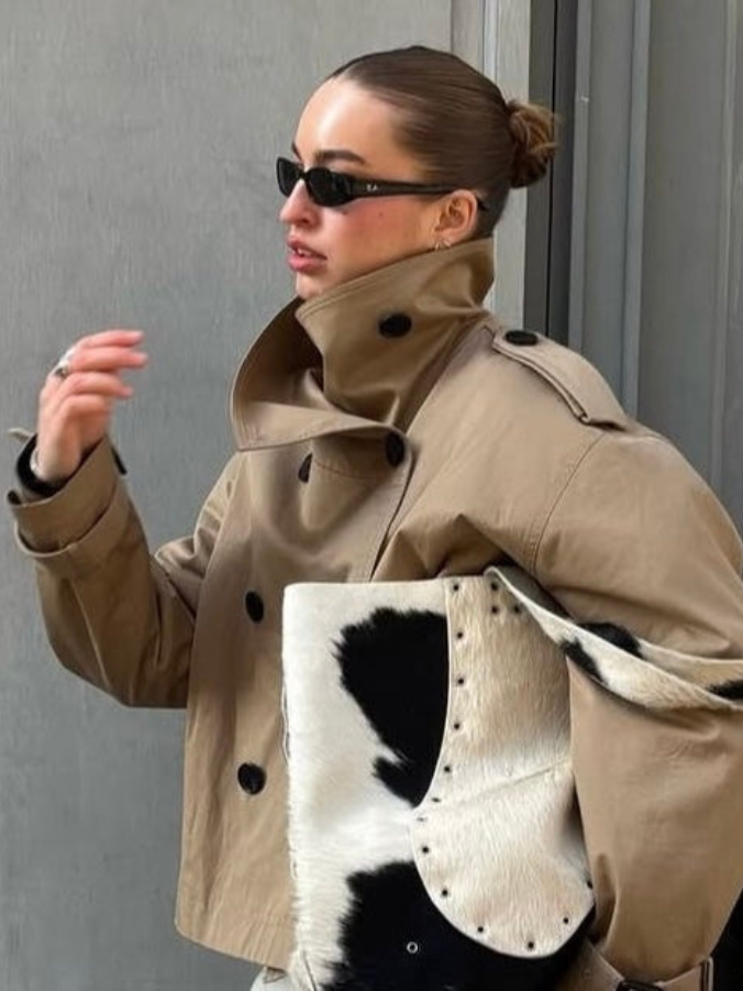 Cath Short Belted Trench Coat - Khaki