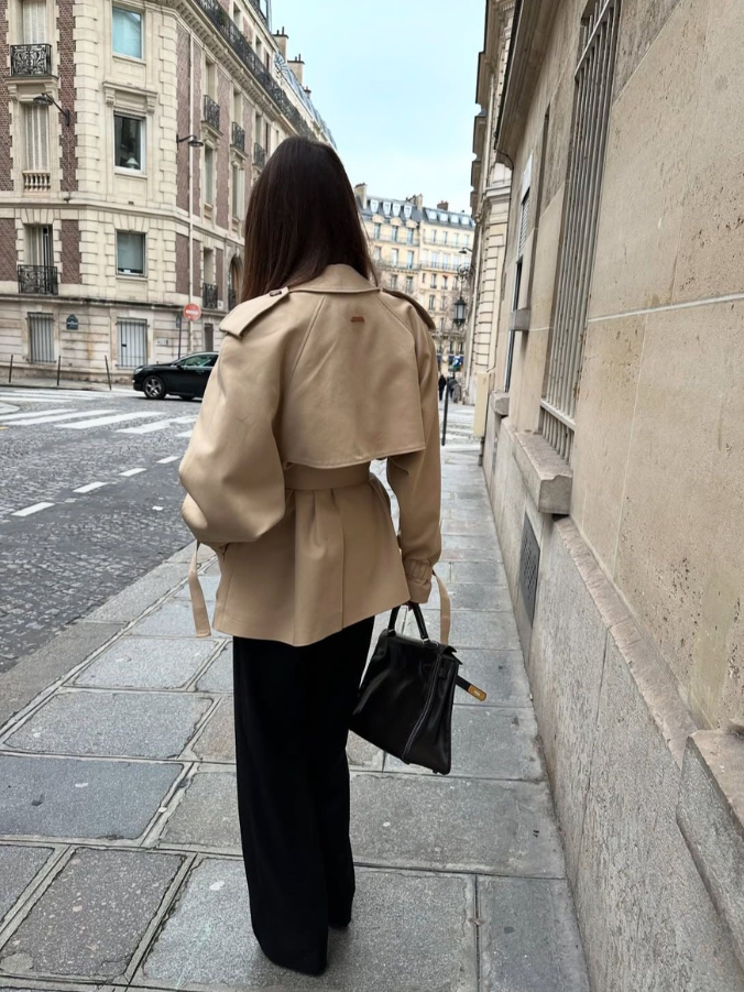 Cath Short Belted Trench Coat - Khaki