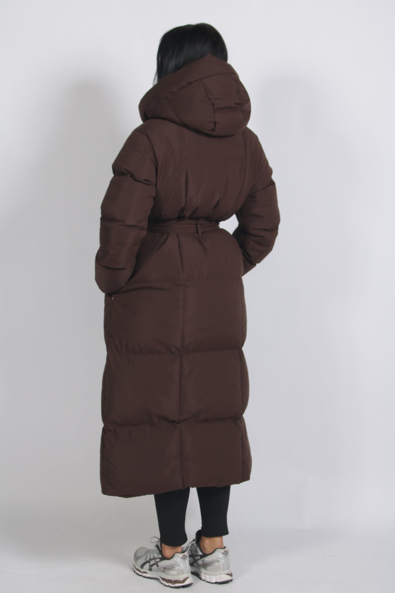Long down coat with a fluffy, voluminous design