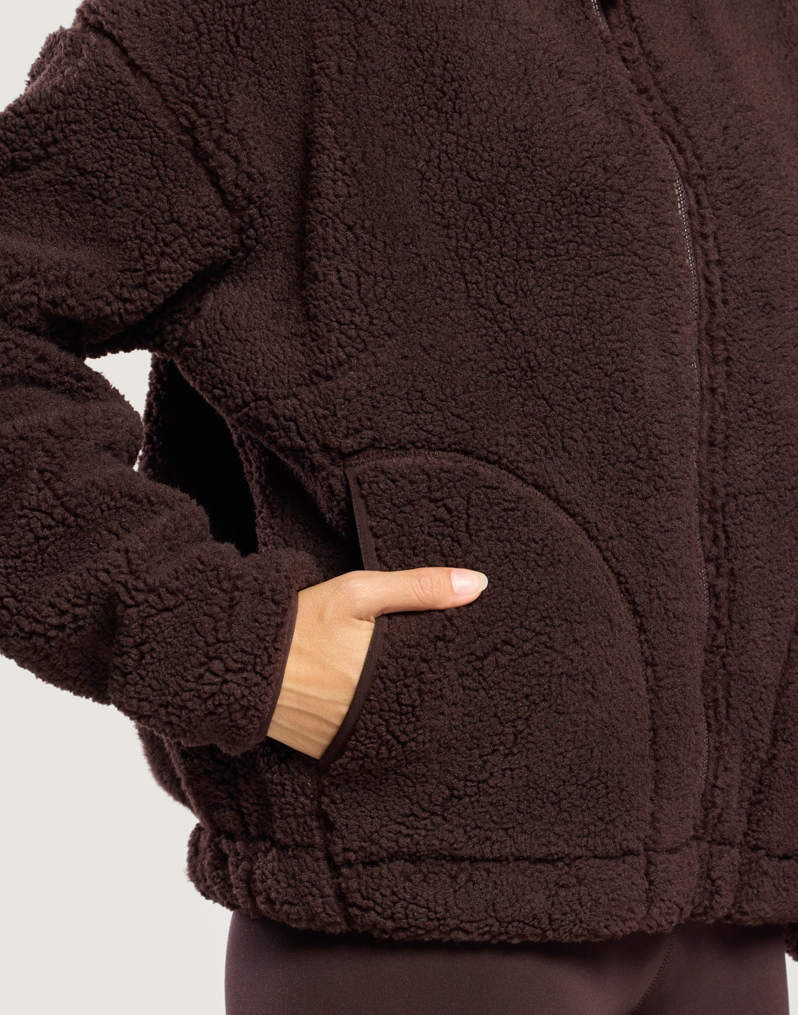Industry Fleece High Collar Jacket in Mocha Bean