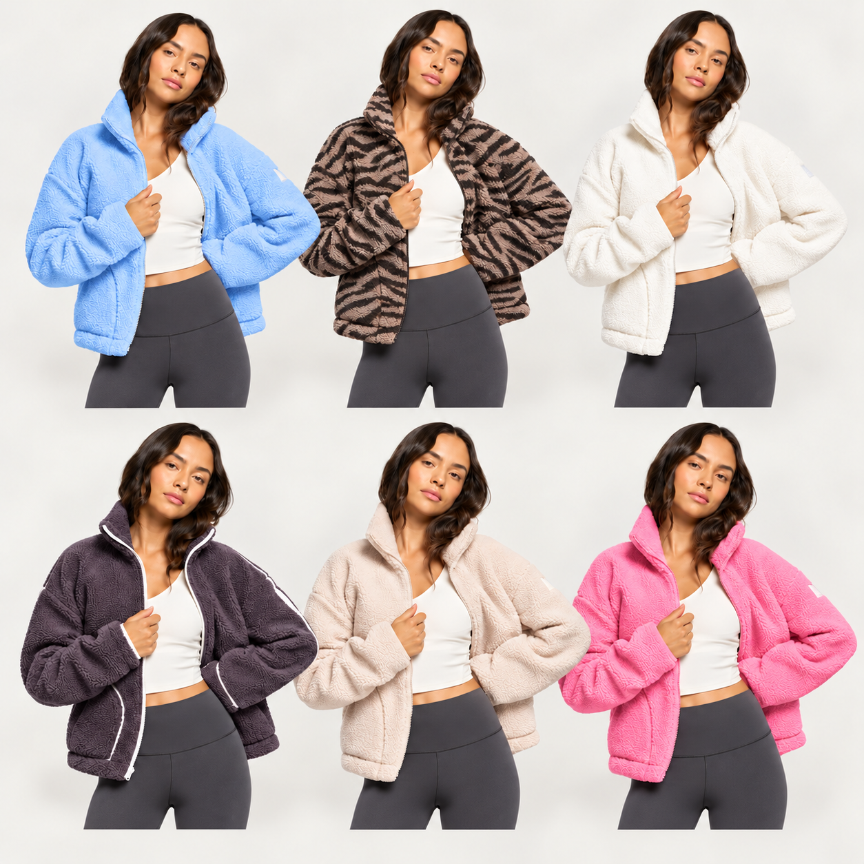 Industry Fleece High Collar Jacket in Mocha Bean